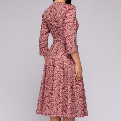 Damen Hochzeitsgastkleid Midi Blumendruck