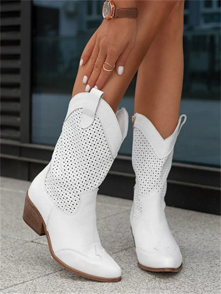 Damen Cowboy Stiefeletten Reißverschluss - Eveloria