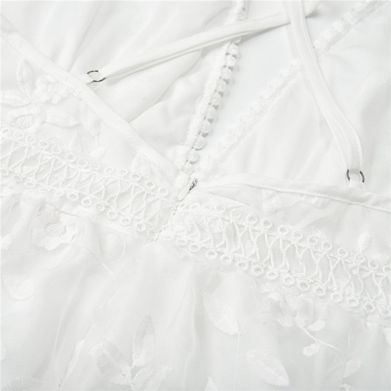 Eveloria Damen Sommerkleid Weiß Elegantes