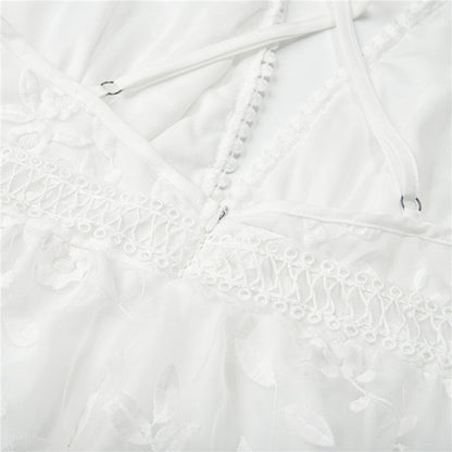 Eveloria Damen Sommerkleid Weiß Elegantes