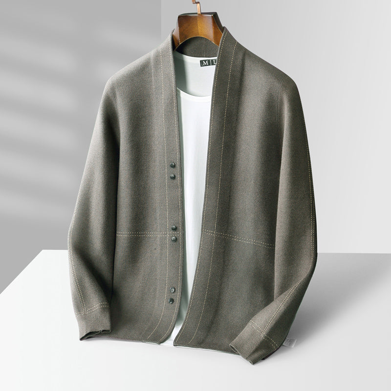Herren Cardigan Offene Front Baumwolle Bequem Anthrazit - Eveloria