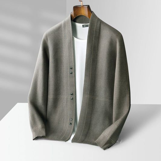 Herren Cardigan Offene Front Baumwolle Bequem Anthrazit - Eveloria
