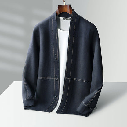 Herren Cardigan Offene Front Baumwolle Bequem Anthrazit