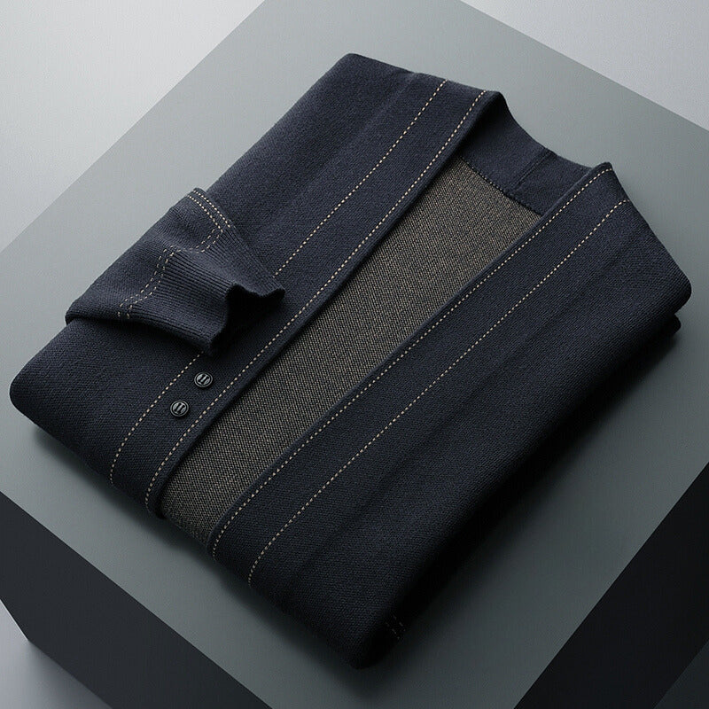 Herren Cardigan Offene Front Baumwolle Bequem Anthrazit