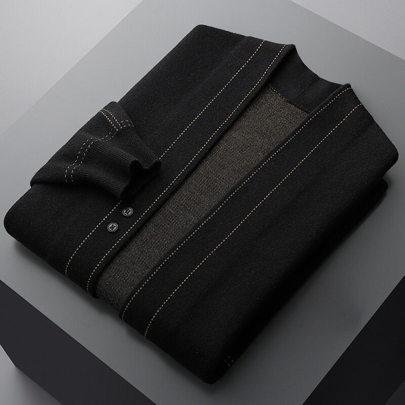 Herren Cardigan Offene Front Baumwolle Bequem Anthrazit