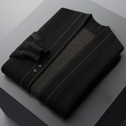 Herren Cardigan Offene Front Baumwolle Bequem Anthrazit