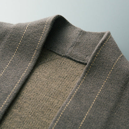 Herren Cardigan Offene Front Baumwolle Bequem Anthrazit