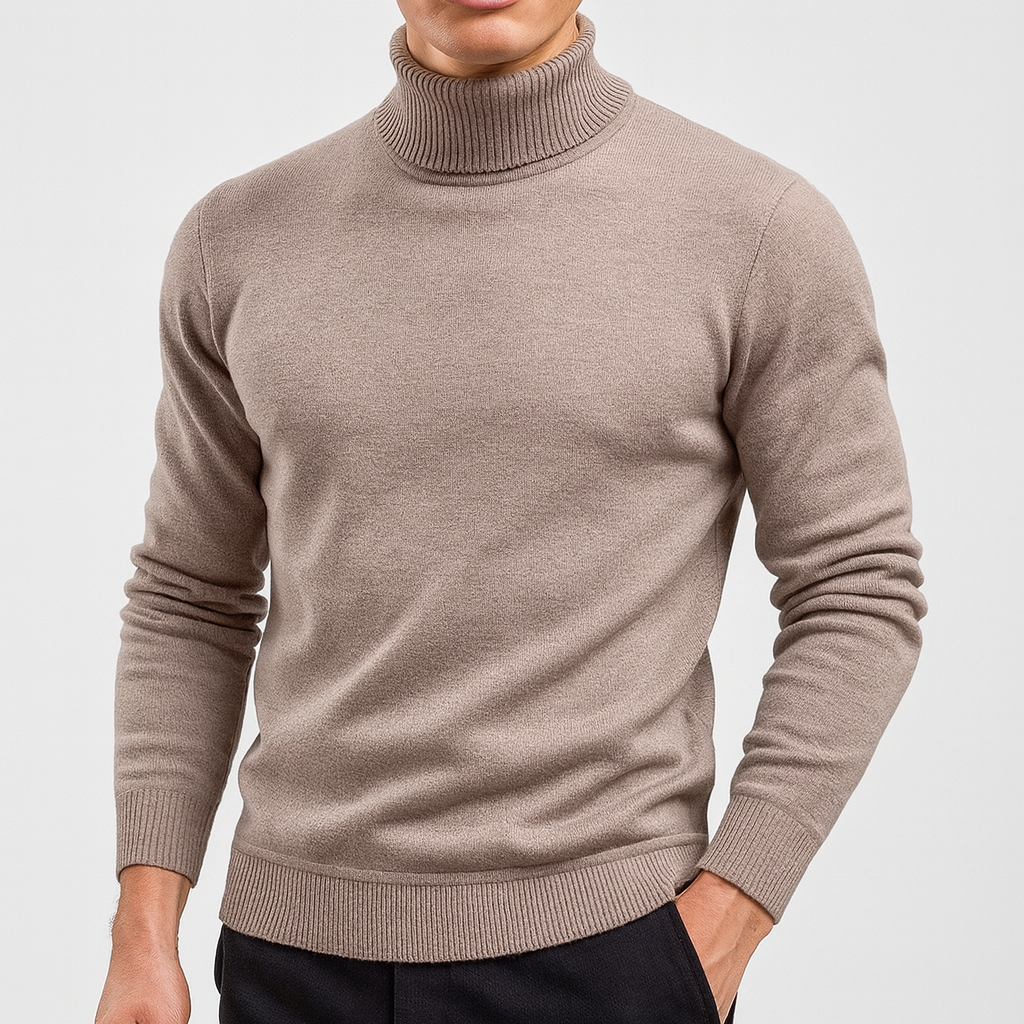 Herren Rollkragenpullover Einfarbig Strick - Eveloria