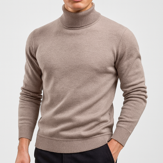 Herren Rollkragenpullover Einfarbig Strick - Eveloria