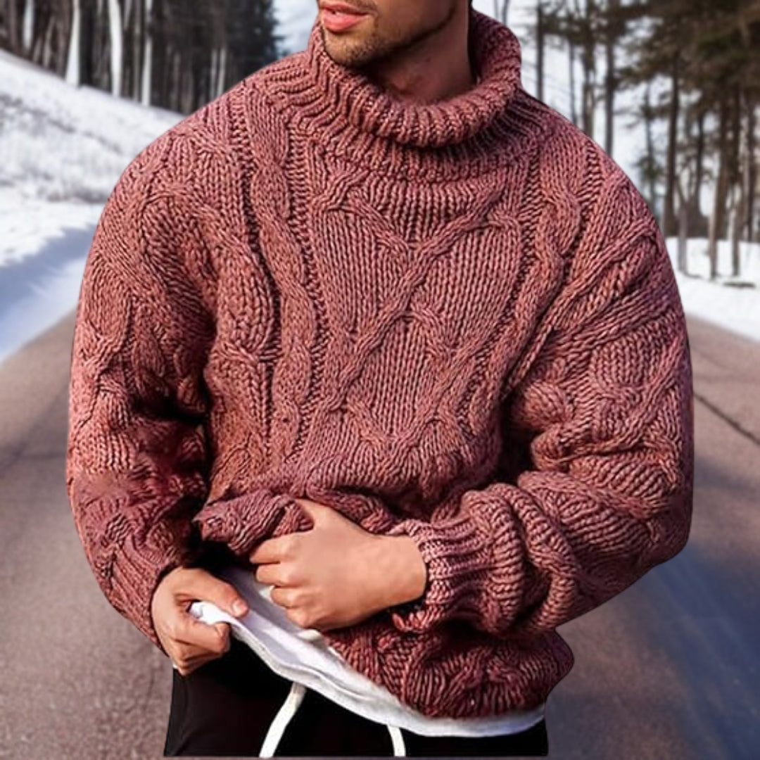 Herren Rollkragenpullover Grobstrick Zopfmuster - Eveloria