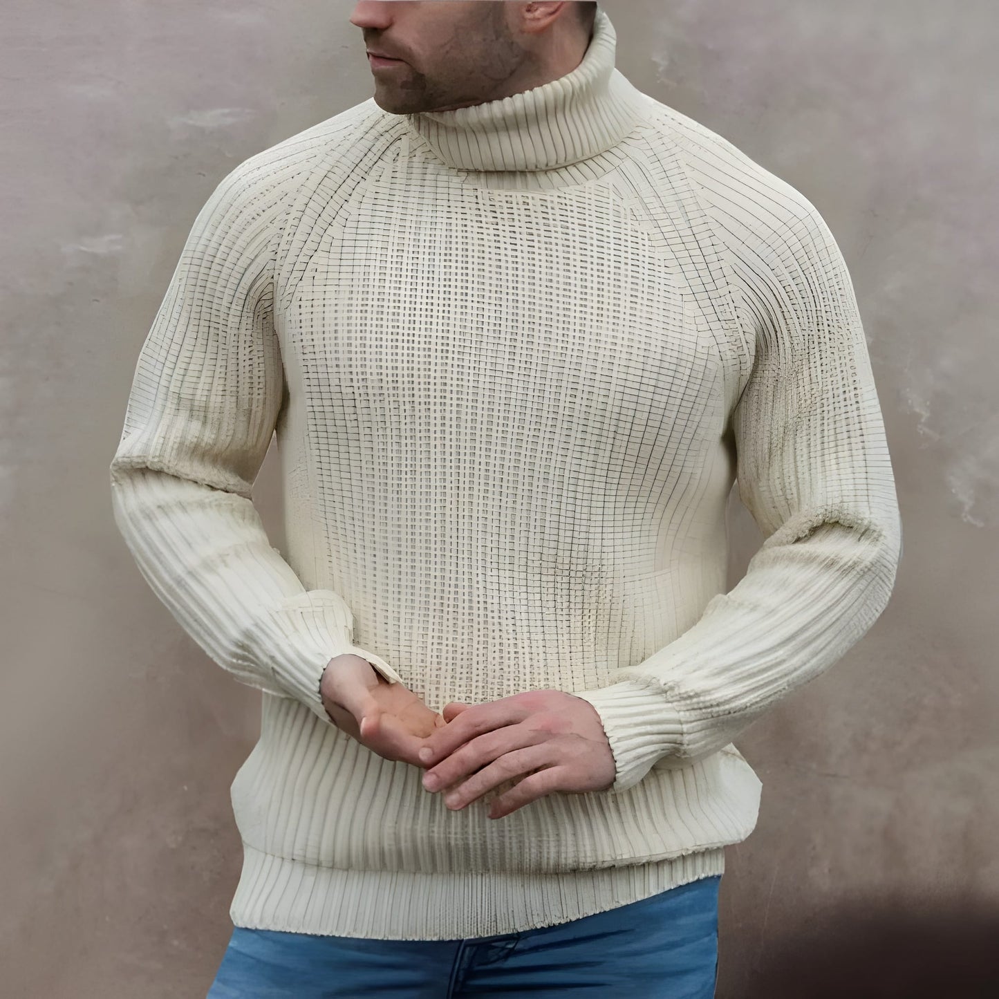 Herren Rollkragenpullover Rippstrick Anthrazit - Eveloria