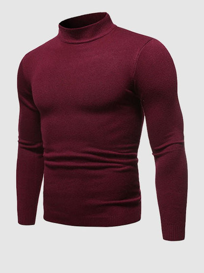 Rollkragenpullover – Schlank geschnittener Strickpullover mit hohem Kragen für Männer-Weiß-L-Chaps Herrenmode