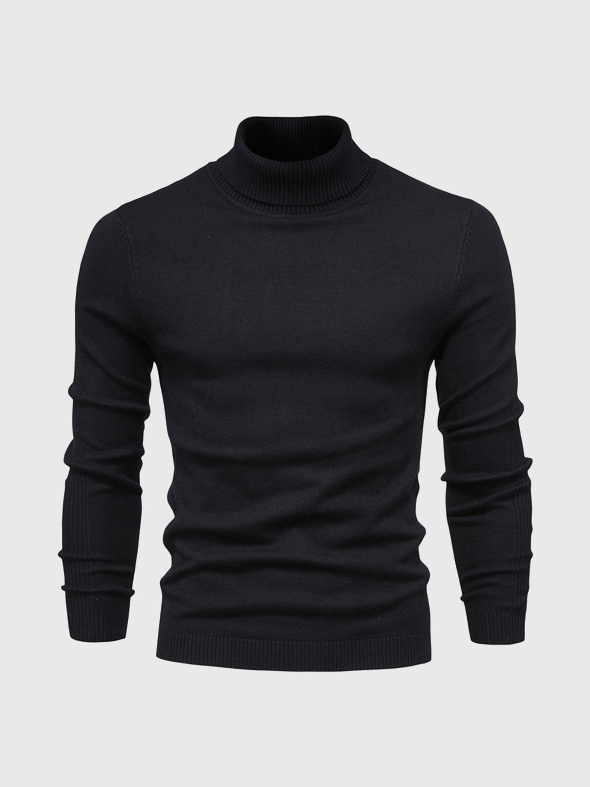 Rollkragenpullover – Schmal geschnitten – Rollkragen – Strickpullover – Herrenpullover-Schwarz-S-Chaps Herrenmode