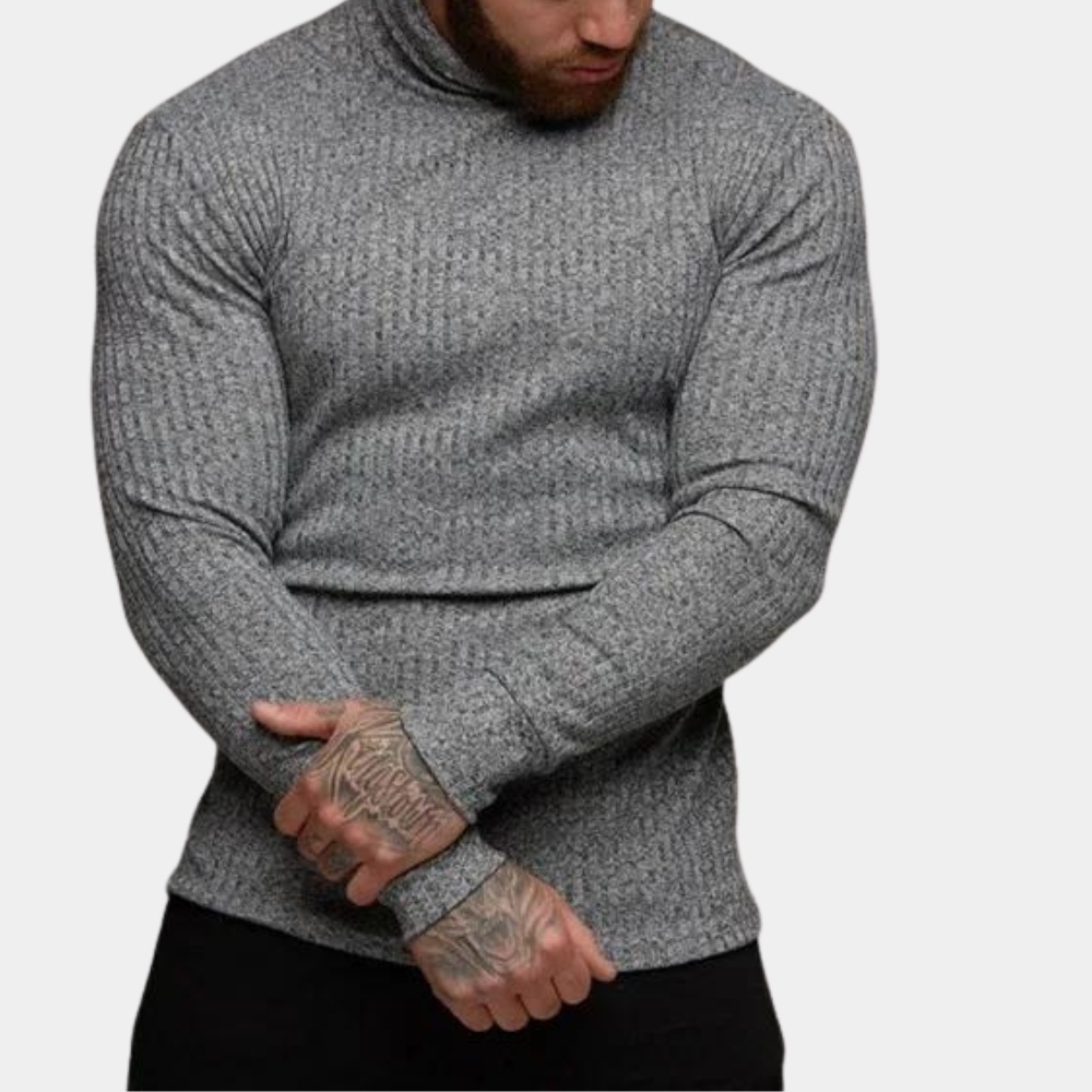 Herren Slim Fit Rollkragenpullover Langarm - Eveloria