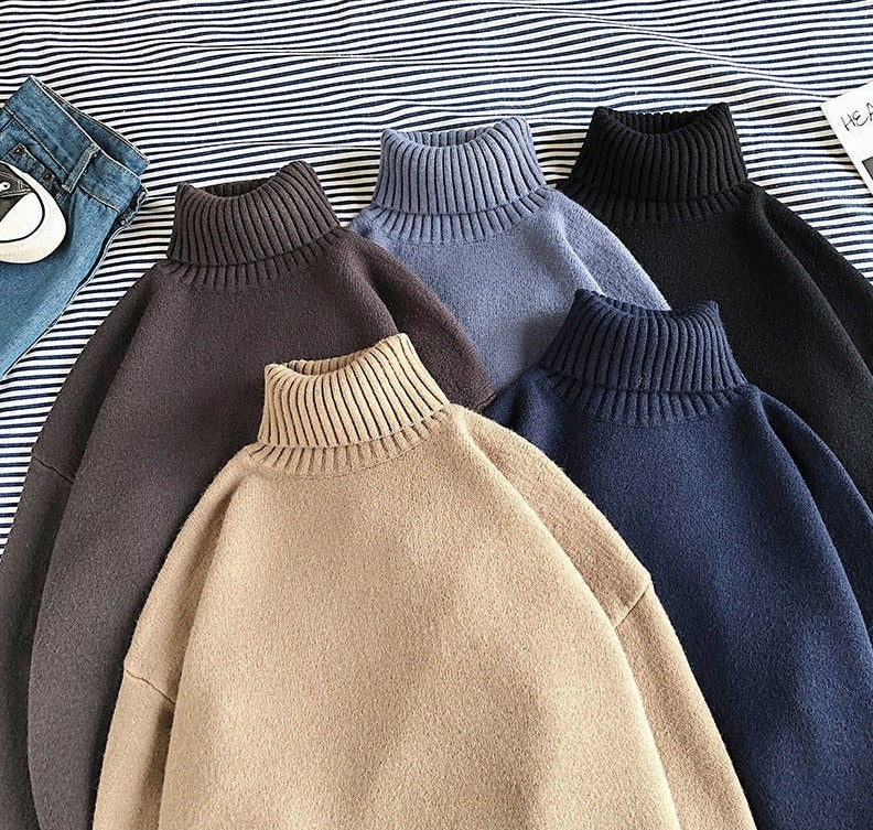 Herren Rollkragenpullover Warm Strickpullover Loose Fit - Eveloria