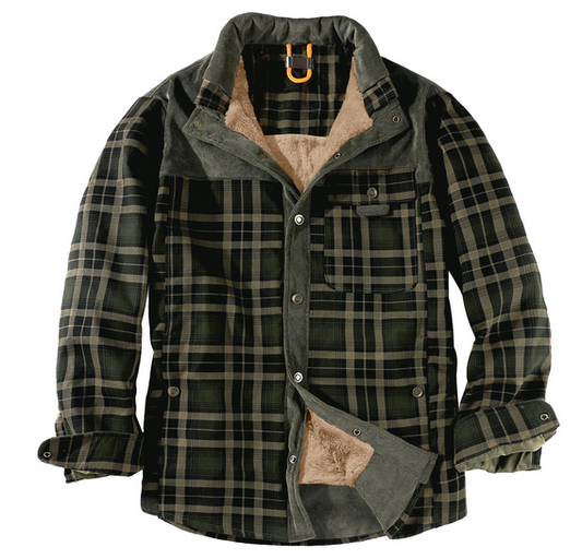 Herren Karo Hemdjacke Fleece-Futter Braun - Eveloria