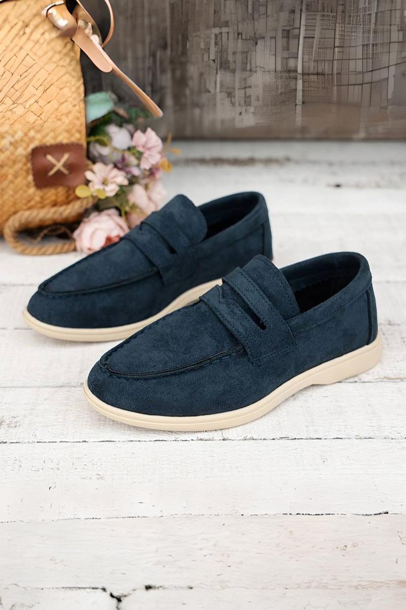 Herren Loafer Dunkelblau Beige Veloursleder - Norvielle