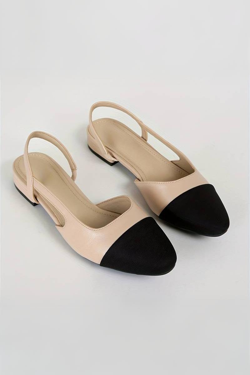 Damen Slingback Ballerinas Beige Klassisch