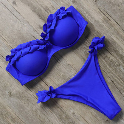 Damen Push-Up Bikiniset Rüschen