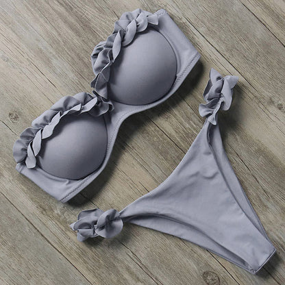 Damen Push-Up Bikiniset Rüschen