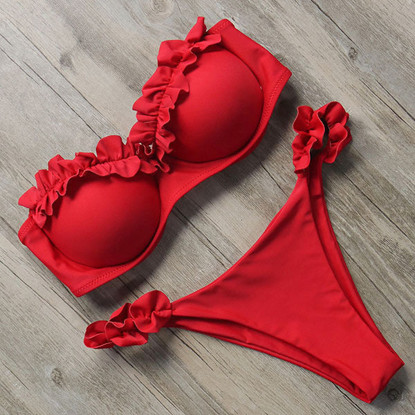 Damen Push-Up Bikiniset Rüschen