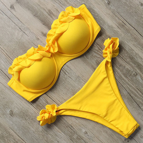 Damen Push-Up Bikiniset Rüschen