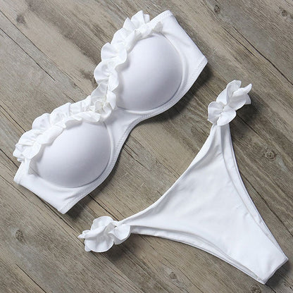 Damen Push-Up Bikiniset Rüschen