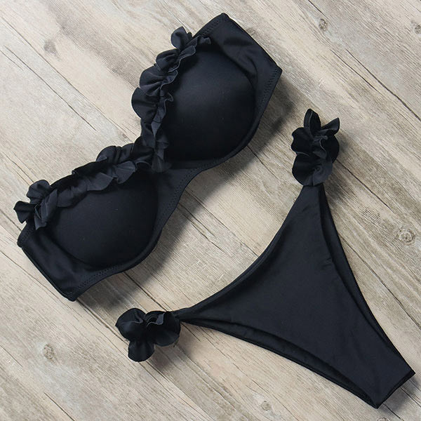 Damen Push-Up Bikiniset Rüschen