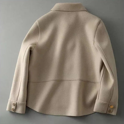 Damen Baumwolljacke Reverskragen Knopfverschluss Locker Fit Beige