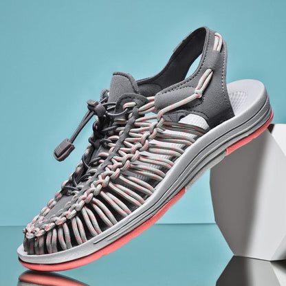 Herren Strandsandalen Runde Zehenpartie Leder Braun