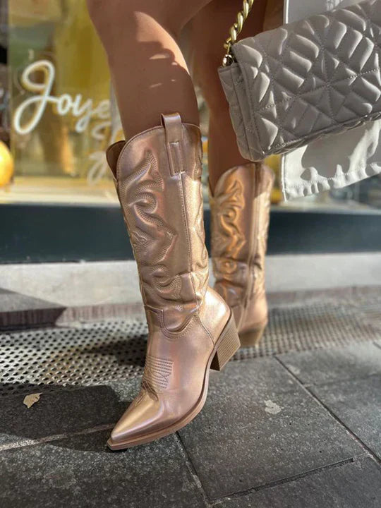 Eveloria Damen Cowboystiefel Hohe Qualität Leder