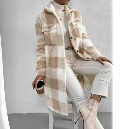 Eveloria Damen Karierter Mantel