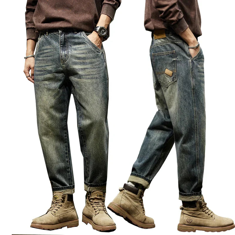 Herren Vintage-Jeans Lässig Blau