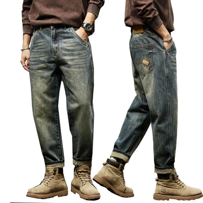 Herren Vintage-Jeans Lässig Blau