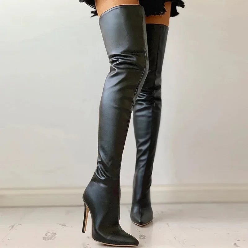 Eveloria Damen Kniehohe Absatzstiefel