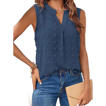 Damen Tanktop V-Ausschnitt Ohne Ärmel Blusen Sommer