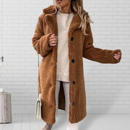 Eveloria Damen Teddymantel Lang Gefüttert Warm - Eveloria