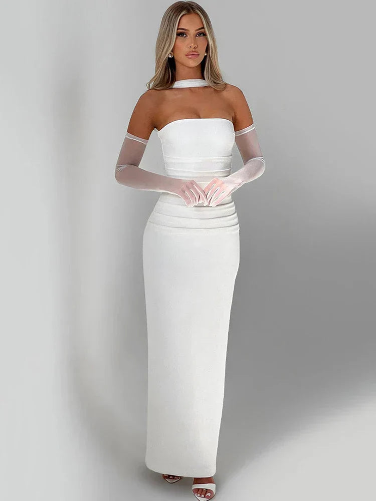 Eveloria Damen Abendkleid Strapless Bodenlang Säulensilhouette