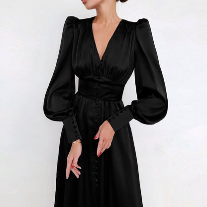 Eveloria Damen Satinkleid Sommer Elegantes Design