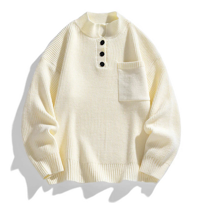 Herren Strickpullover Winter Knopfleiste