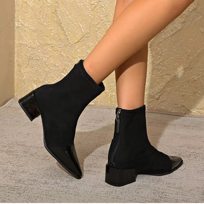 Damen Winter Ankle Boots Mit Blockabsatz