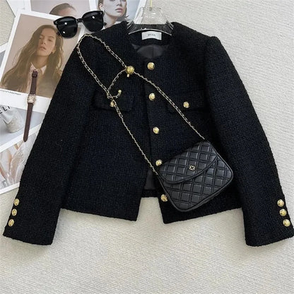 Eveloria Damen Tweed Blazer Herbst Braun