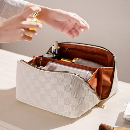 Damen Kulturtasche Kariert Groß