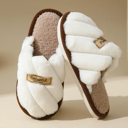 Damen Plush Slide Hausschuhe Weich Polsterung Indoor Komfort