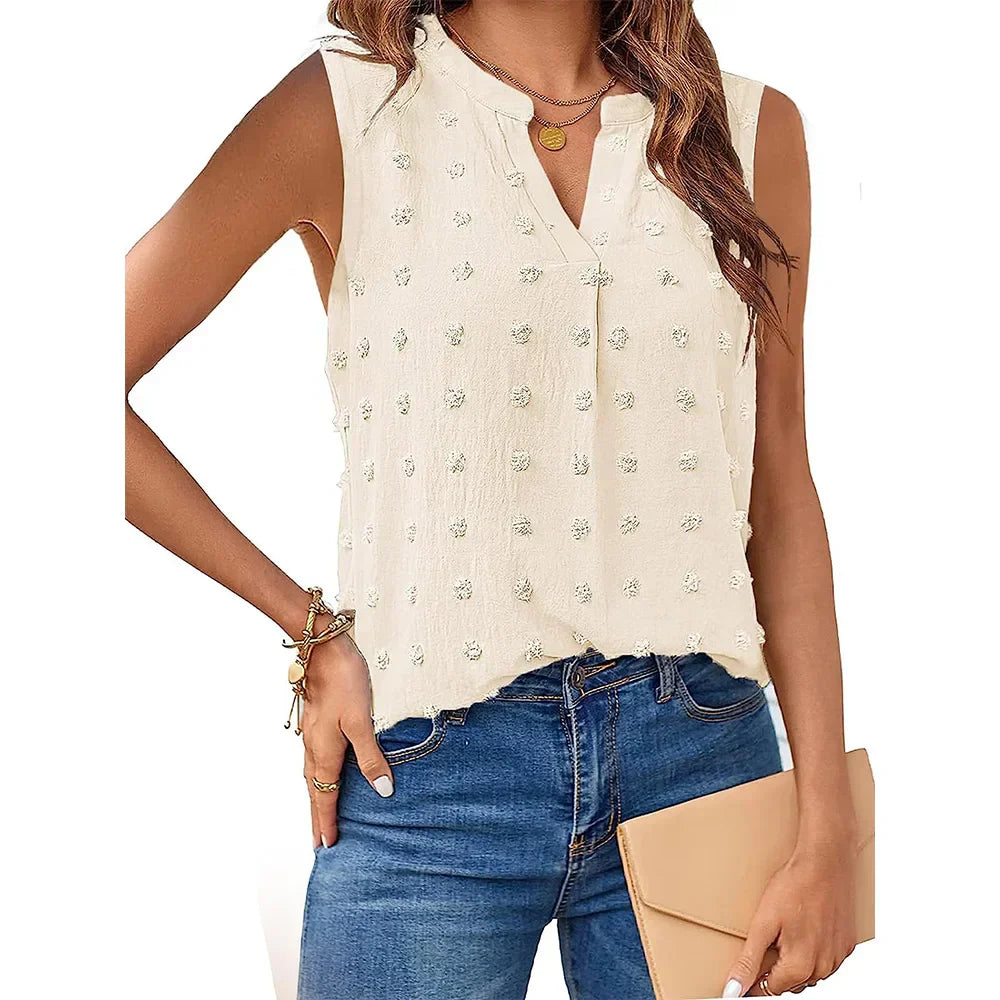Damen Tanktop V-Ausschnitt Ohne Ärmel Blusen Sommer
