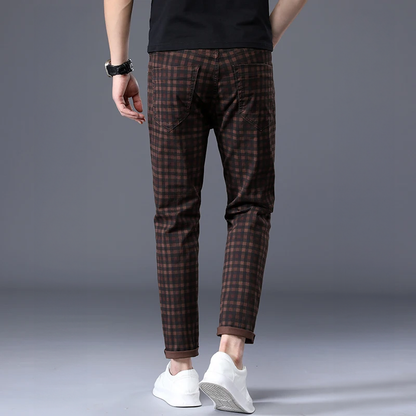 Herren Slim Fit Hosen Kariert Freizeit