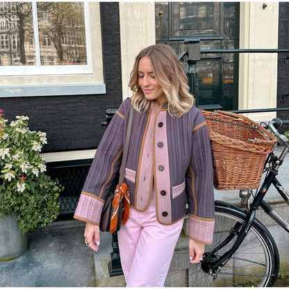 Damen Übergangsjacke Loose Fit Bequem Knöpfe Herbstjacke