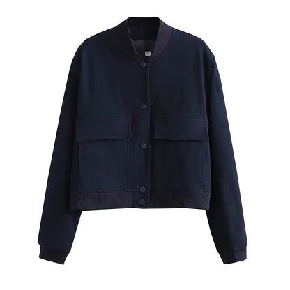 Damen Streetwear-Jacke Kurz Knopfleiste