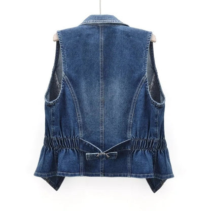 Damen Klassische Jeansweste Blau