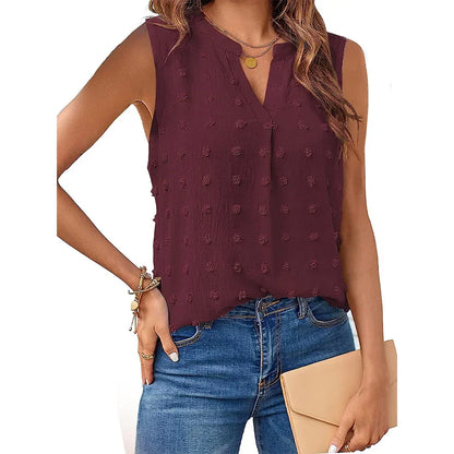 Damen Tanktop V-Ausschnitt Ohne Ärmel Blusen Sommer Schwarz - Eveloria